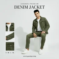 Denim Jacket Olive Green Color (UNISEX) - Image 2