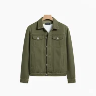 Denim Jacket Olive Green Color (UNISEX) - Image 3